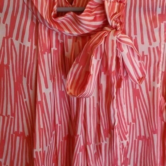 New York & Company Stretch‎ Vintage Look Tied Mock Neck Secretary SL Sz XL Tunic - Picture 2 of 8